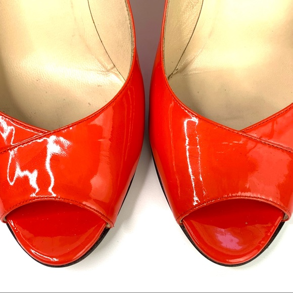 Jimmy Choo Mandarin Patent Peep Toe -Sz 39 Worn 1X - Picture 7 of 8